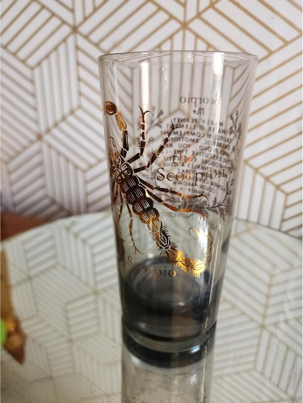Vintage MidCentury Smoked Glass SCORPIO Zodiac Collins Astrology Tumbler